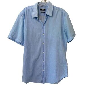 Hugo Boss Robb Sharp Fit Blue Short Sleeve Cotton Button Shirt